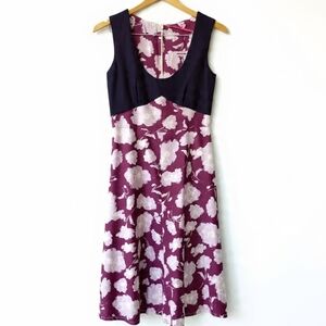 Enamore Plum and Honey Floral Organic Cotten Size 10 New Dress Made In ENGLAND